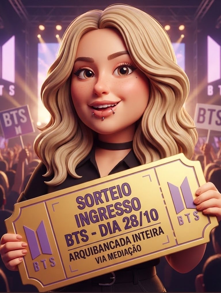 GabrielaSidrs1's tweet photo. Eu juntamente com a Lili decidimos fazer outro sorteio pra vocês aqui no x 
SORTEIO ESPECIAL PRA VOCÊS 💜 
Ingresso: ARQUIBANCADA (inteira)
Valor: 816$
-Regras: Seguir os perfis @Armysuporthelp @GabrielaSidrs1 @lisasenie 
-Comentar Eu quero 
- dar Rt 

Boa sorte 🍀 💜 https://t.co/BPDq5Bfsqe
