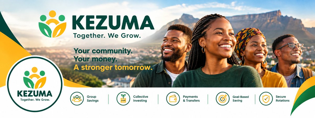 KezumaSA's tweet photo. 📣 KEZUMA 
Together. We Grow. 🌱

For generations, African communities have built wealth through stokvels, savings groups and collective financial support.

🌍 KEZUMA — Together. We Grow.

Start your group for free: https://t.co/g4xBEQqDb3

#KEZUMA #TogetherWeGrow #Stokvel https://t.co/mCmdIQB2d9
