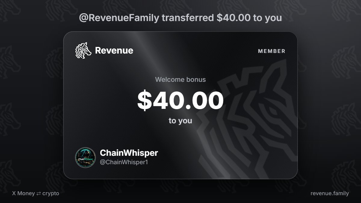 ChainWhisper1's tweet photo. @RevenueFamily Hello, I received $40.00 from @RevenueFamily https://t.co/E7c4UpBZb3