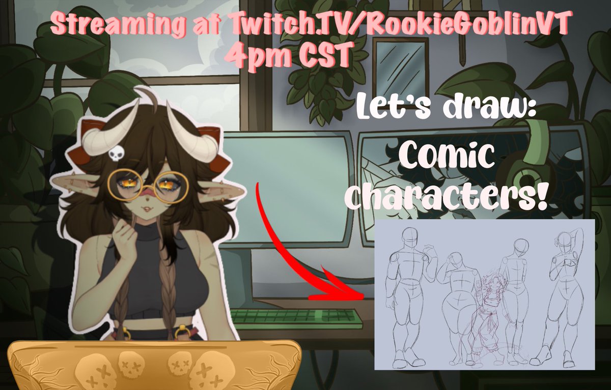 RookieGoblinVT's tweet photo. It’s finally time to get the official main cast line up together! One day this comic will exist for realsies, but no one talks about the work that goes into the early stages! Let’s get into it! 💚
#rookielive 
https://t.co/Ty6sYvYP34 https://t.co/K33AYgboxW