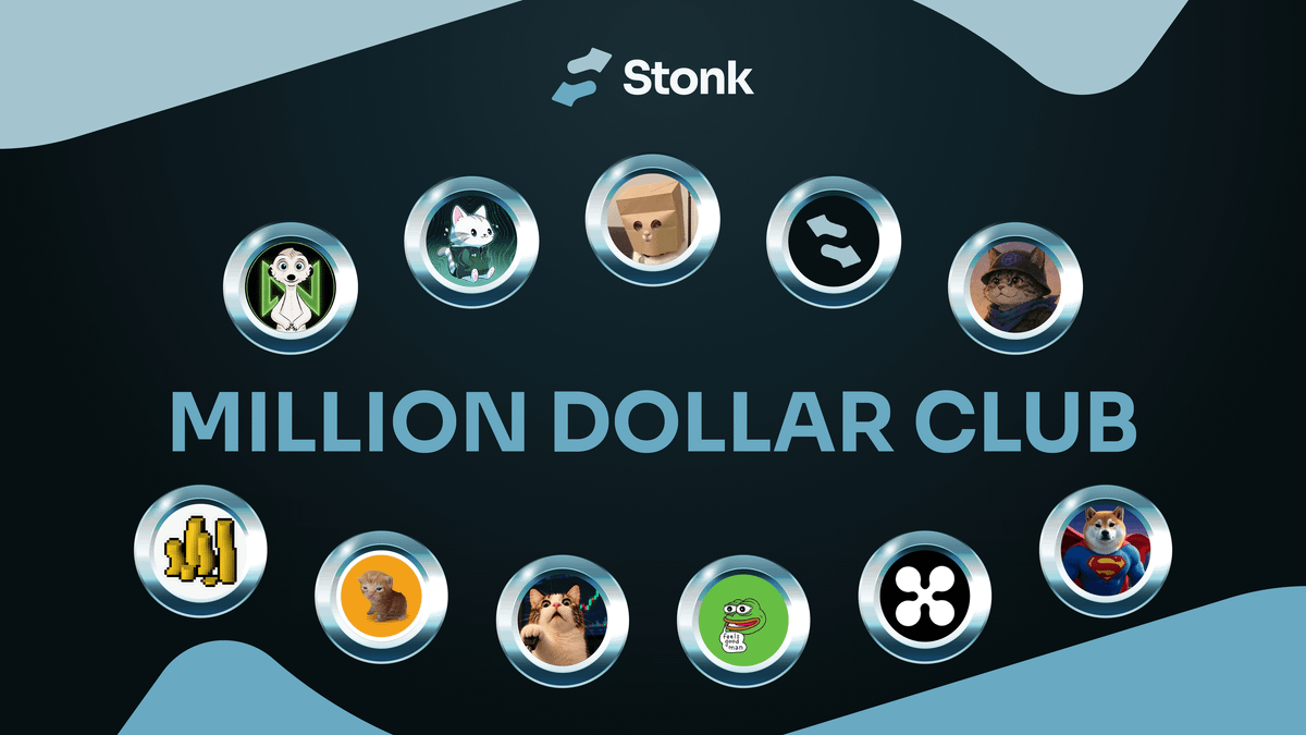 LaunchOnSF's tweet photo. StonkFun’s Million Dollar Club added 60,000+ holders in the last 7 days.

Stonk Capital Markets. https://t.co/xhLIMd6DG3