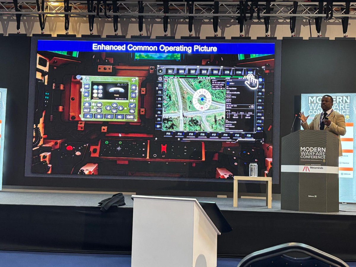 GDMS_C's tweet photo. The future battlefield depends on connecting data, sensors, autonomous systems and combat vehicles into one digital ecosystem. At @DefenceIQ’s Modern Warfare Conference, our Head of Product, C5ISR Solutions, Emeka shared how MESHnet® provides the secure, scalable foundation for next-generation C5ISR and interoperability reinforcing our commitment to Romania and NATO's Eastern Flank.