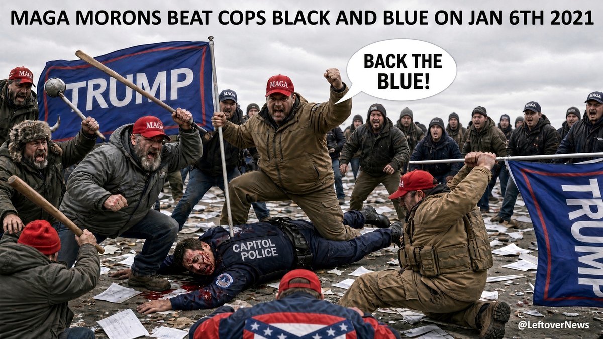 LeftoverNews's tweet photo. MAGA says “Back The Blue!” while they #BeatBackTheBlue https://t.co/essxq4VicB