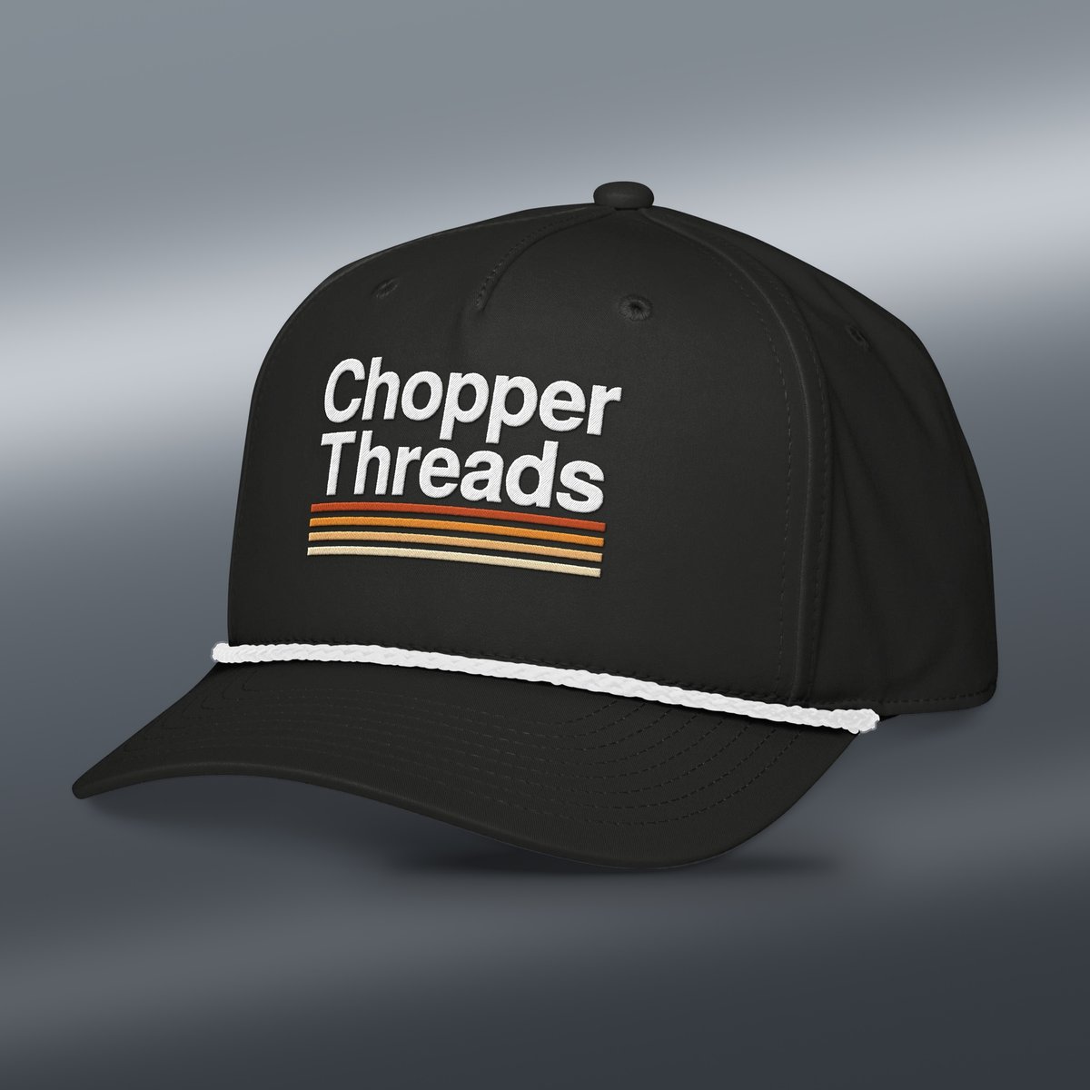 Chopper_Threads's tweet photo. Stacked Rope Cap — Black. Braided rope bill, snapback, $32. https://t.co/sbtzZO8p1H https://t.co/qSb9Tqft86