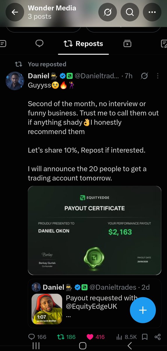 Wondermediaa's tweet photo. @Danieltrades Reposted 👌 https://t.co/gNtCnbVVFg