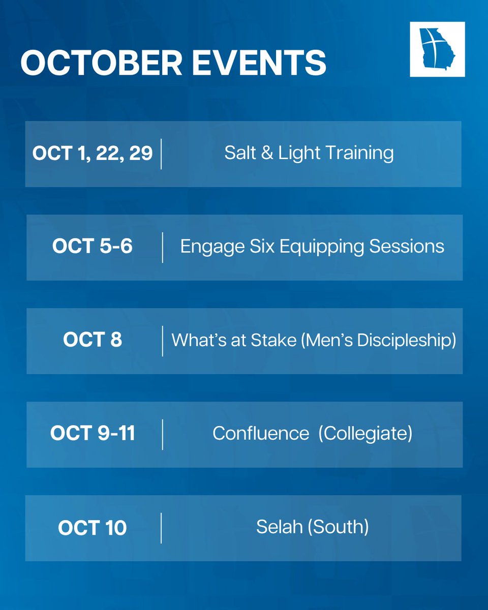 GABaptist's tweet photo. October is filled with opportunities for pastors, ministry leaders and churches to connect, grow and be equipped.

Events include ministry retreats, equipping sessions, conferences, discipleship gatherings and leadership opportunities throughout the month. Make plans to join us! https://t.co/KJf7QsnrXl
