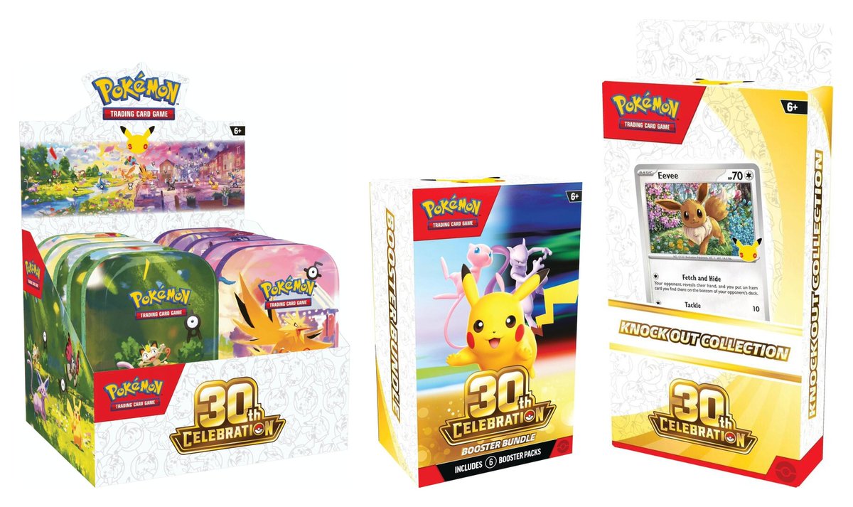PokemonDealsTCG's tweet photo. 30th Celebration at Walmart - See All: https://t.co/dmUirOXhbn

All Drawings
➡️https://t.co/dmUirOXhbn

Direct Links:
30th Celebration Mini Tin Display (10 Tins)
https://t.co/9mPiWFAWTj
Knockout Collection (4 Boxes)
https://t.co/z0BTndNRjY
Booster Bundles (2 Boxes)
https://t.co/WevQDRkEhl

All Pokemon TCG at Walmart
https://t.co/oEZsAaDrTq

Click "Enter Drawing" for each option if interested. When you click “Enter Drawing,” you will have the option to increase or decrease the quantity requested.

You cannot adjust a drawing after it is submitted, so take a moment to review at this step.

If you are selected, your order will be processed automatically within 24-72 hours for the quantity requested. Best of luck!

#Pokemon #PokemonTCG #AD