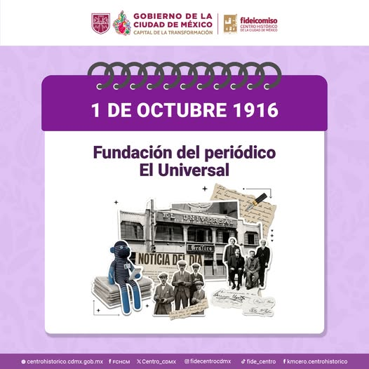 Centro_CDMX's tweet photo. #UnDíaComoHoy, 1 de octubre, pero de 1916, se fundó el periódico @El_Universal_Mx, su primera oficina de redacción y sus talleres se encontraban en la esquina de Madero y Motolinía. https://t.co/DqCERedcUB