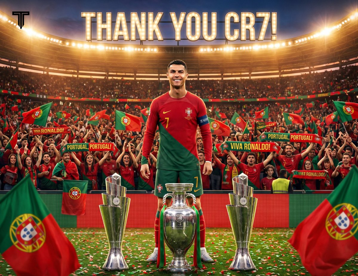 TouchlineX's tweet photo. The man who inspired a generation of Portuguese fans, bringing their first 3 major trophies to a nation. 

Thank you, CR7! 🇵🇹🏆 https://t.co/5W3sz5RLhr