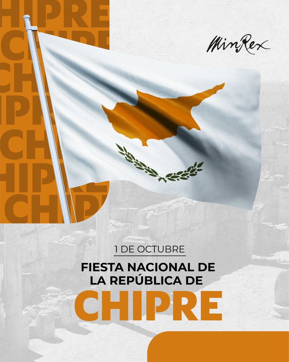 CubaMINREX's tweet photo. Felicitamos al pueblo y gobierno de la República de Chipre 🇨🇾 en ocasión de su Fiesta Nacional.

Ratificamos nuestra voluntad de continuar estrechando los vínculos 🤝 entre nuestras naciones. https://t.co/vqIbhyhbWt