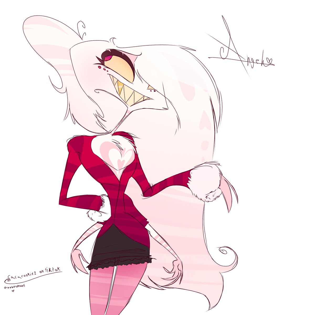 goobledrawz's tweet photo. Sloppy angel dust redesign😭
. 
#hazbinart #HazbineHotel #fanart #digitalart https://t.co/8Q5saRwxsw