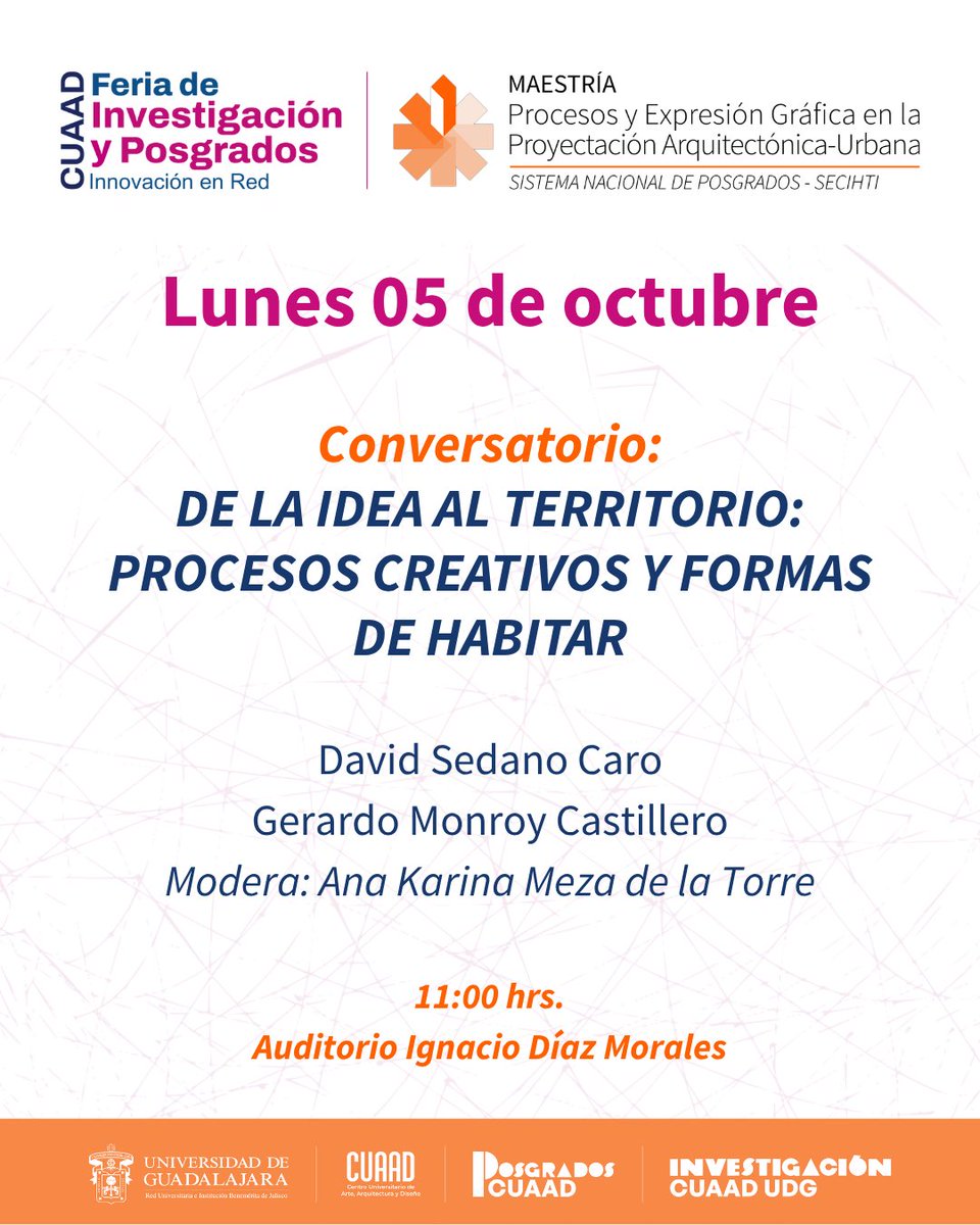 mpegpau's tweet photo. Programa de actividades y registro: https://t.co/NlpTuPvE5Z

#mpegpau #cuaad #udg #mpegpau_convocatoria_2027 #Feria_posgrados2026 https://t.co/tS2X2OVl2n