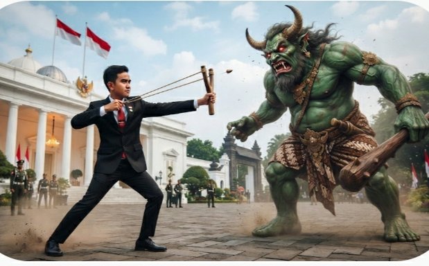ade206's tweet photo. Inilah yg terjadi  saat ini .
GIBRAN 
    Vs
Raksasa Buto Ijo .

GIBRAN 
Melambangkan rakyat yg ingin 
BEBAS dari  PENINDASAN d PENDERITAAN 

Raksasa Buto ijo 
Melambangkan gerombolan generasi TUA yg berkuasa KORUP 
dan KEJAM.

GIBRAN 
Anak muda pasti MENANG. https://t.co/AxioyK0SBD