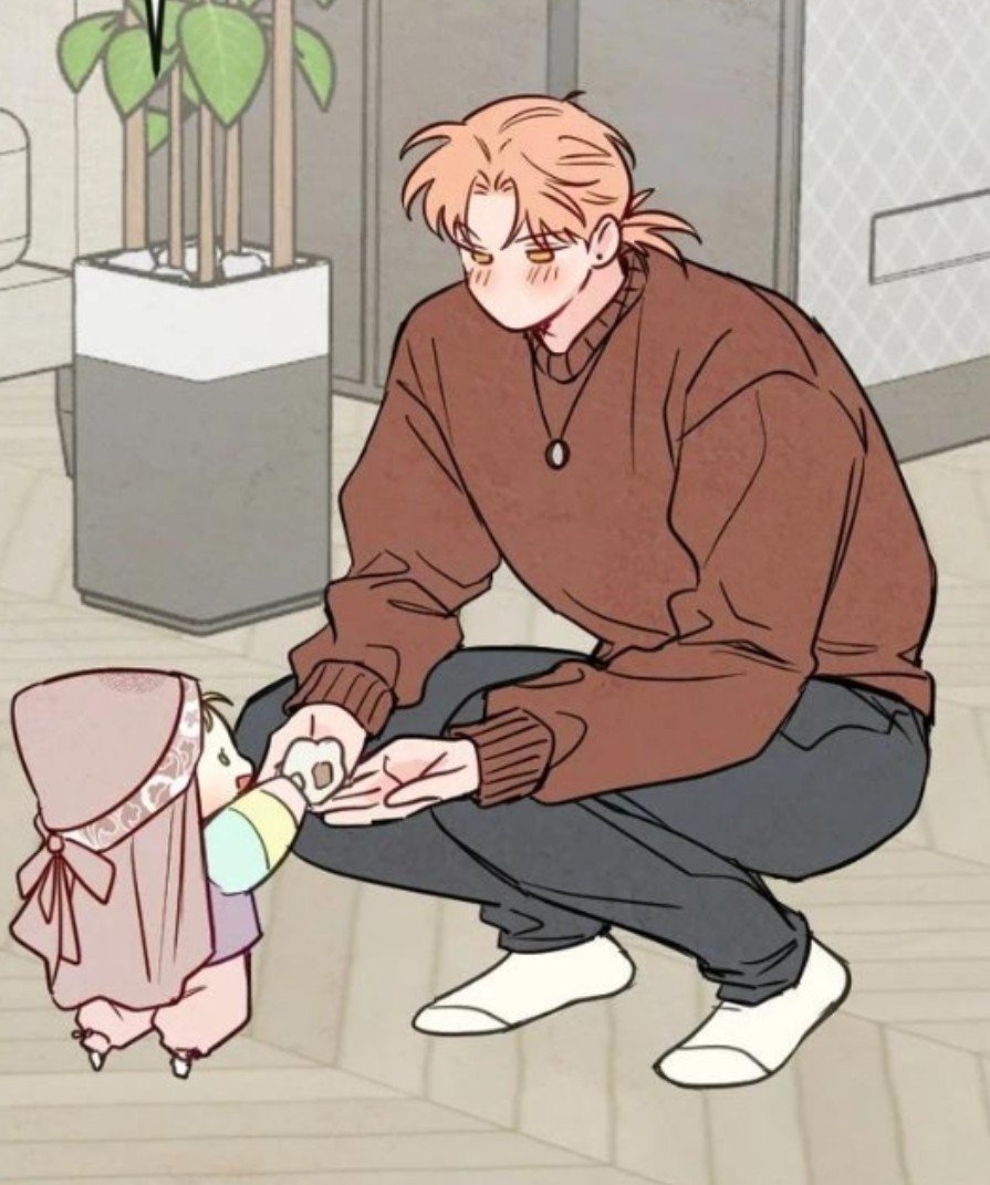 fathermokyeon's tweet photo. make him a dad already, look at him always so soft &amp; flustered around them he loves kids 💔 https://t.co/jCd02Cz9zn