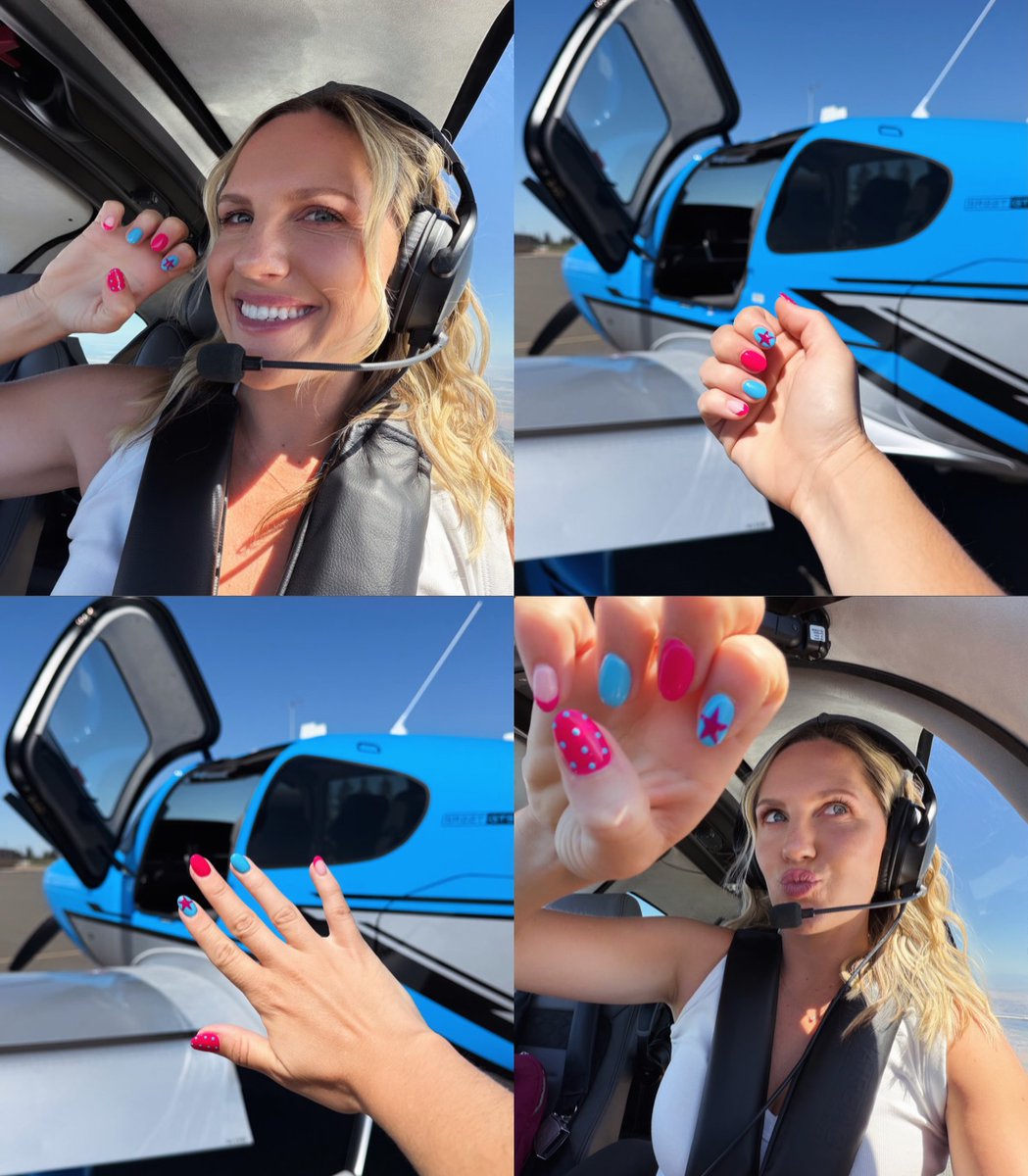 AlyVance12's tweet photo. Matched my nails to the new paint job 😂 First flight in the blue bird felt extra fun.💅✈️💙 https://t.co/jjU2f18AsE