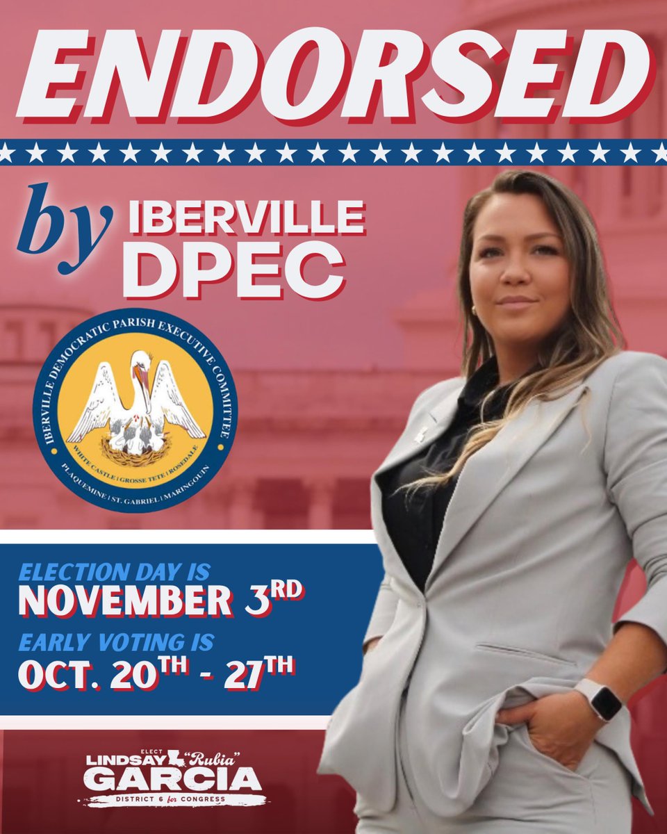 rubiaforla's tweet photo. So honored to receive the official endorsement of the @iberville_democrats! From Rosedale to Plaquemine, the working families of Iberville deserve a representative who shows up and fights for real results. #LA6 https://t.co/sRmVVtHumR