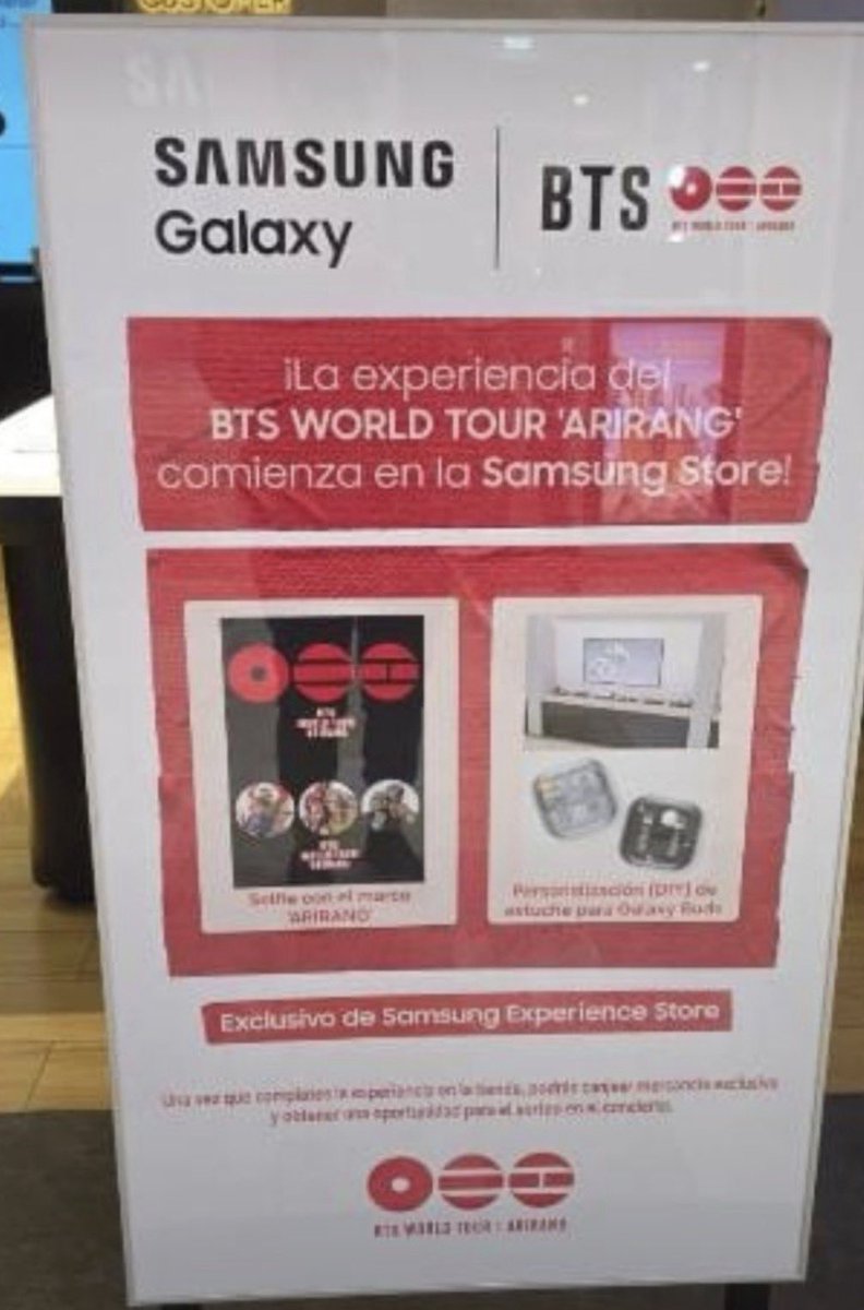 97milkjk's tweet photo. Samsung Perú prepara una experiencia exclusiva en sus Samsung Experience Stores con motivo del BTS WORLD TOUR ‘ARIRANG’. 

La activación incluye productos y artículos especiales inspirados en la gira. Entre los beneficios se encuentran un set de postales + póster de ARIRANG y un acrílico Bluetooth DIY con estuche para One Up 3D. 

La promoción está sujeta a disponibilidad de stock y términos y condiciones de la tienda.

Desde este sábado 03 C.C
