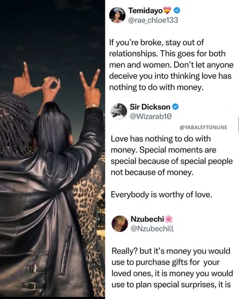 yabaleftonline's tweet photo. "You're not looking for love" – Man critics lady's opinion on love and money https://t.co/ED7wa4o6hJ
