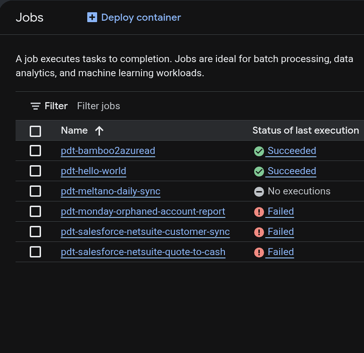 derekvisch's tweet photo. Other useful commands

pdt logs
pdt runs
pdt health

And example deployments https://t.co/2oEDgDXYvY