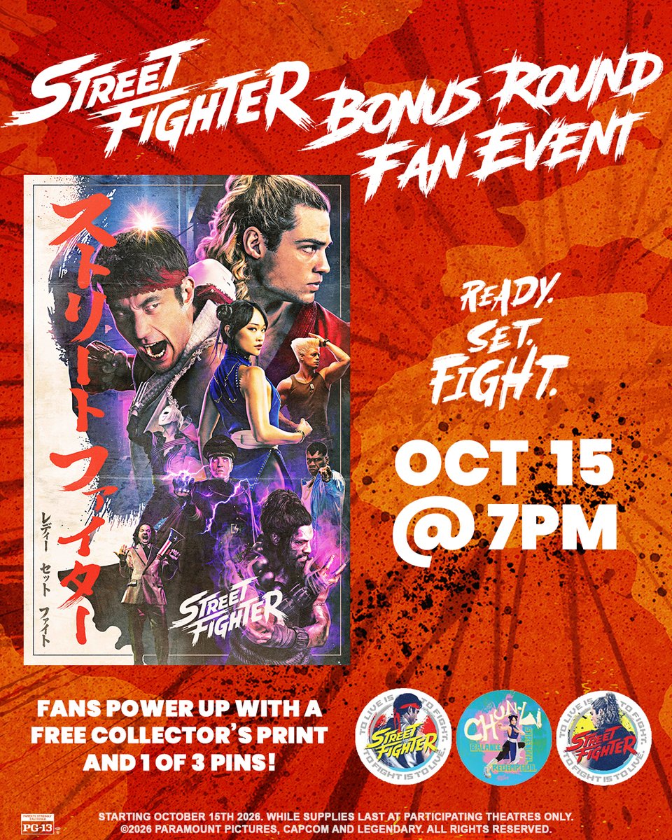 evocinemas's tweet photo. Be one of the first to see Street Fighter at our Bonus Round Fan Event on October 15th! Snag your tickets 🎟️ NOW: https://t.co/WO2F8n8dFM https://t.co/QJa4sjPnZr
