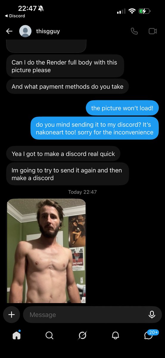 nakoneart's tweet photo. hi everyone, if you’re offering art commissions please watch out for this guy sending you an unsolicited picture of himself, I’m so upset right now and don’t want it to happen to anyone else https://t.co/PPQBg5Ot4X