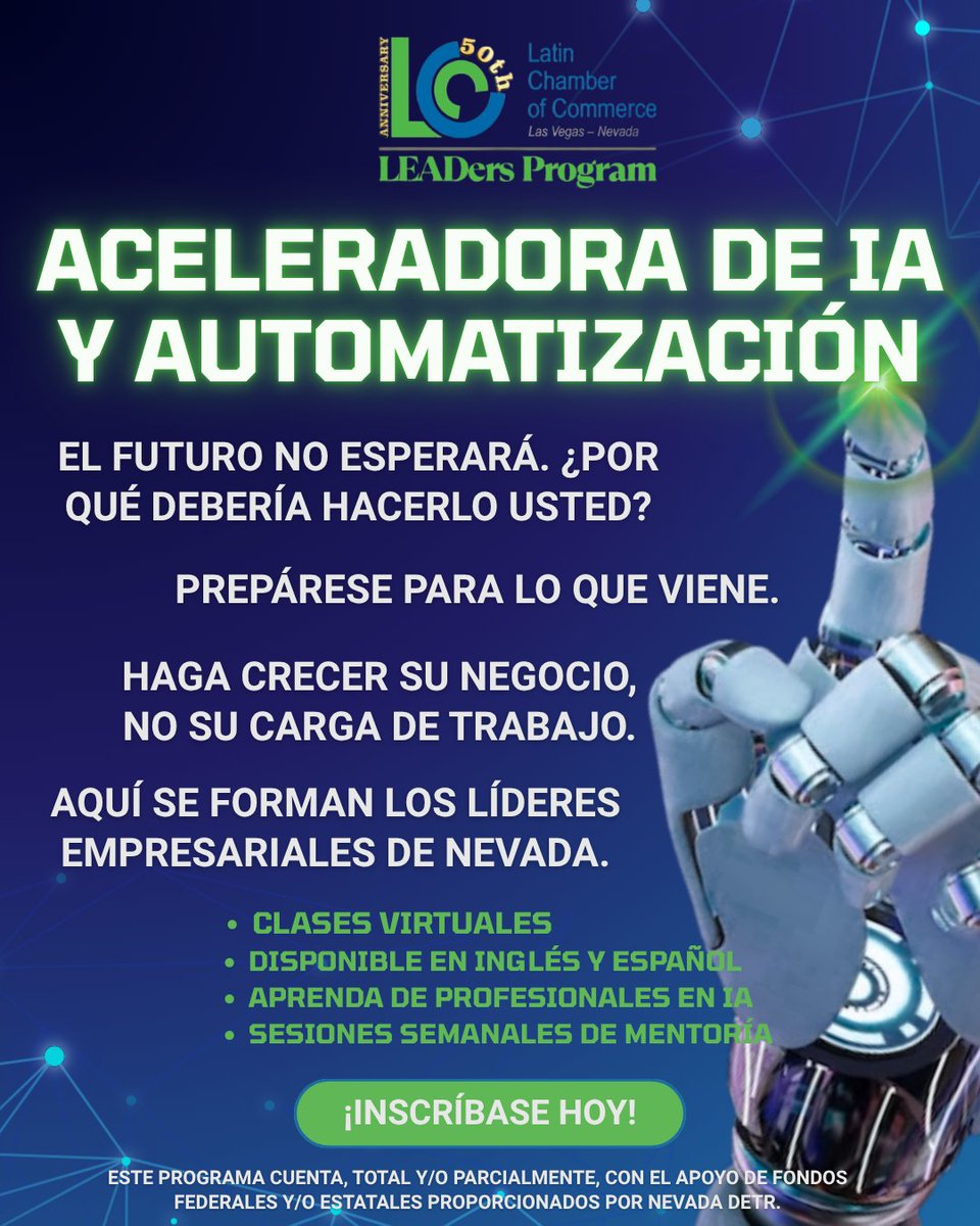 lvlcc's tweet photo. 🚨 ¡ÚLTIMA SEMANA PARA INSCRIBIRTE!

Aprende a usar la IA para ahorrar tiempo, aumentar tu productividad y automatizar tareas con la Aceleradora de IA y Automatización de LCC LEADers.

💻 Virtual | 🌎 Inglés y español

¡No pierdas tu oportunidad! 🚀

#AceleradoraIA #LCCLEADers https://t.co/UMM0JzUcjT