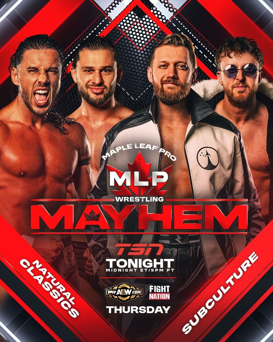 MapleLeafPW's tweet photo. Which match steals the show on the final #MLPMayhem before Northern Rising?

- All star 10 Man Tag
- @NikkiStorm08 vs @DaniLuna_pro
- Natural Classics (@TomeFilip &amp; @StevieFilip) vs Subculture (@flash_morgan &amp; @mandrewsjunior)
- Rudra (@bhupindergujj4r) vs @VaughnVertigo https://t.co/qFMVJ61SR2