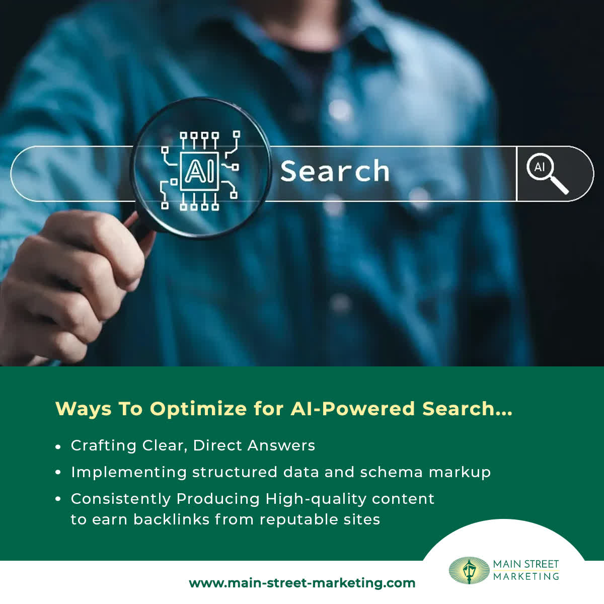 mainstreetmktg's tweet photo. Ways To Optimize AI - Powered Search...
LEARN MORE... https://t.co/GZG1PYOPhJ
#digitalmarketing #marketing #onlinemarketing #internetmarketing #smallbusiness #internetpresence #socialmedia #seo #searchengineoptimization #emailmarketing #businesstips #video #graphicdesign https://t.co/gSMXfhxaVF