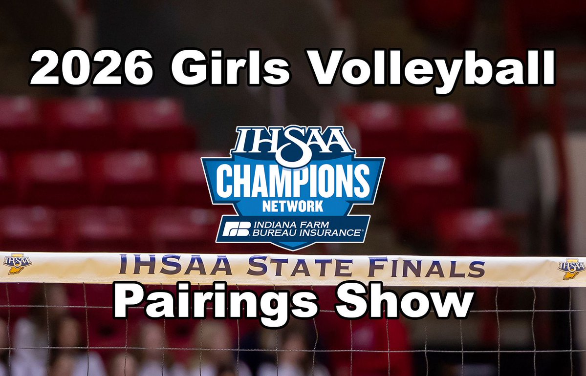 IHSAAtv's tweet photo. Join us on Oct 4 @ 7pm ET/6pm CT for the 2026 @IHSAA1 Girls Volleyball Pairings Show! Find out who will play who in the opening night of sectional only on https://t.co/CHgvcOTyGf! https://t.co/LQ3tYqZg6h