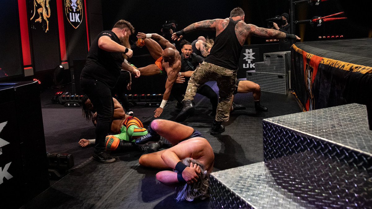 NXTUK_Legacy's tweet photo. Sept. 30, 2021:
At BT Sport Studios, Moustache Mountain (Tyler Bate & Trent Seven) defeated the Hottest Team Under the Sun (Ashton Smith & Oliver Carter) in an instant classic that featured a dust-up with both teams, Symbiosis, and Dave Mastiff & Jack Starz. #NXTUK
πΈ WWE https://t.co/90SA6Ksn0S
