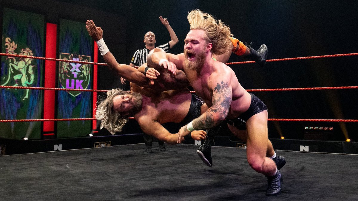 NXTUK_Legacy's tweet photo. Sept. 30, 2021:
At BT Sport Studios, Moustache Mountain (Tyler Bate & Trent Seven) defeated the Hottest Team Under the Sun (Ashton Smith & Oliver Carter) in an instant classic that featured a dust-up with both teams, Symbiosis, and Dave Mastiff & Jack Starz. #NXTUK
πΈ WWE https://t.co/90SA6Ksn0S