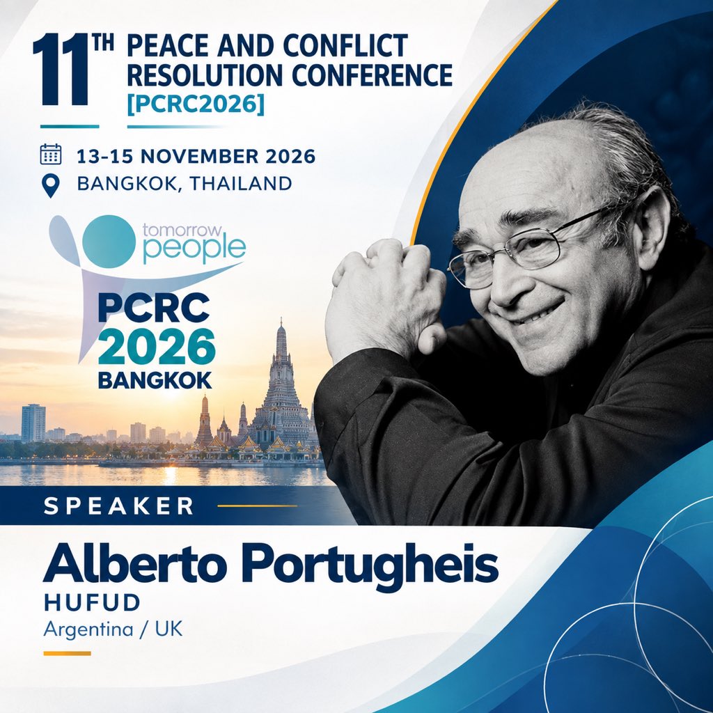 Hufudorg's tweet photo. 🌍 HUFUD Founder &amp; President Invited to Speak at PCRC 2026

Alberto Portugheis has been invited to speak at the 11th Peace and Conflict Resolution Conference (PCRC2026).

📅 13–15 November 2026
📍 Bangkok, Thailand
🤝 Organised by Tomorrow People Organization. https://t.co/KbOo7Kh8df