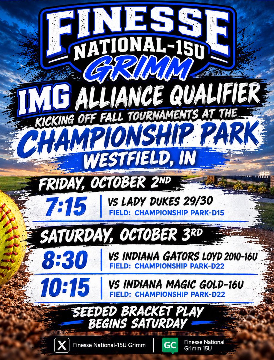 ZGlassburn12875's tweet photo. Schedule for this weekend!🥎
Come check us out!!
@FinesseGrimm @FinesseOrg @thealliancefp https://t.co/071EkRwcax