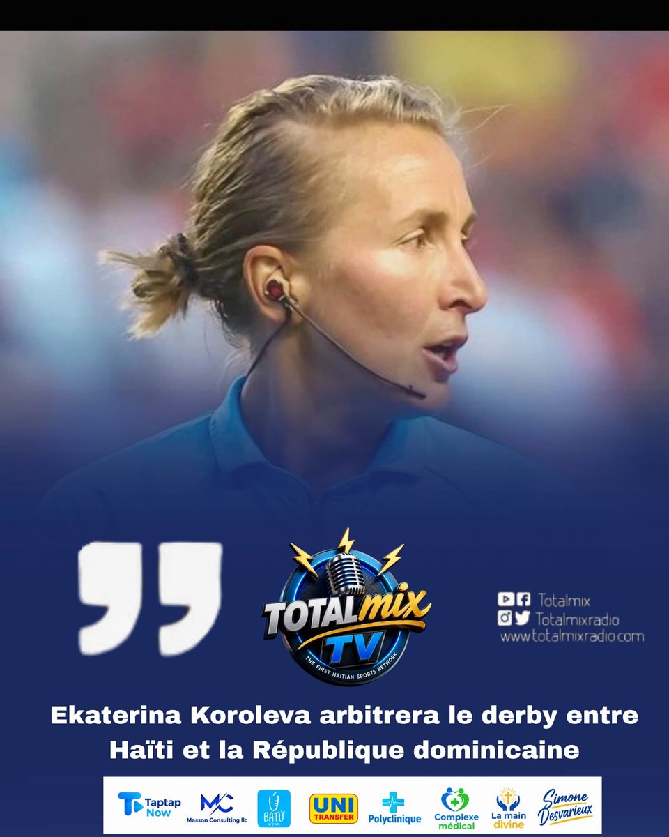 Totalmixtv9's tweet photo. L’Américaine Ekaterina Koroleva a été désignée pour diriger le prochain match des Grenadiers face à la République dominicaine. 

Elle sera assistée par ses compatriotes Felisha Mariscal et Kali Smith. Le Guatémaltèque Sergio Armando Möller complétera le quatuor arbitral en qualité de quatrième arbitre.