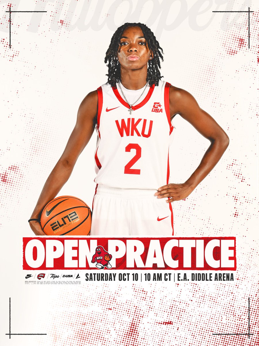 LadyTopperHoops's tweet photo. 𝐎𝐩𝐞𝐧 𝐏𝐫𝐚𝐜𝐭𝐢𝐜𝐞‼️

Come out to get a sneak peek of the 2026-27 Lady Toppers! 

🗓️ Saturday, Oct. 10
⏰ 10 AM
📍 E.A. Diddle Arena
🏀 FREE kids clinic afterwards! https://t.co/KgKyDJHltM