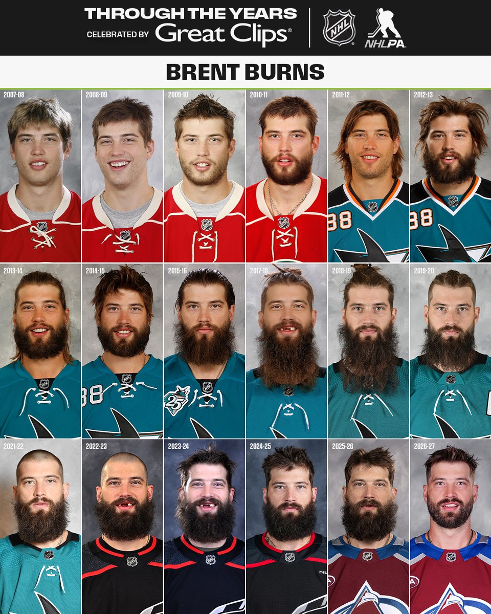 Brent Burns' photos through the years really are a journey. 😅

Through the Years celebrated by @​GreatClips 

📺: @​LAKings vs. @​Avalanche TONIGHT at 10 PM ET