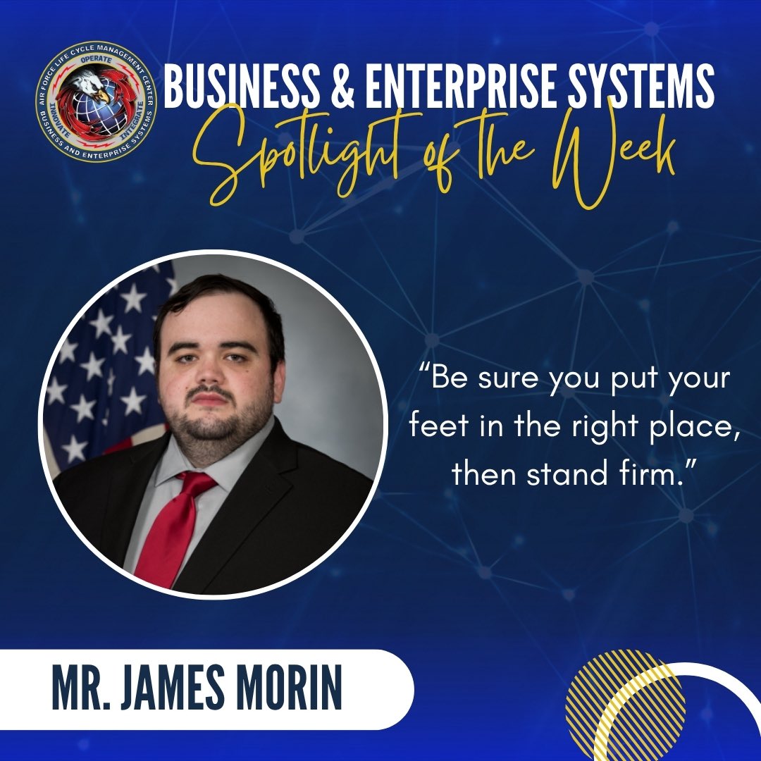 AirForceBES's tweet photo. This week, #BES is shining the light on Palace Acquire, Mr. James Morin. Mr. Morin enjoys playing video games, reading books, and watching hockey. He has a personal goal of graduating from the Palace Acquire Program.
Congratulations, Mr. Morin! #KeepUpTheGreatWork https://t.co/rr7PdirudU