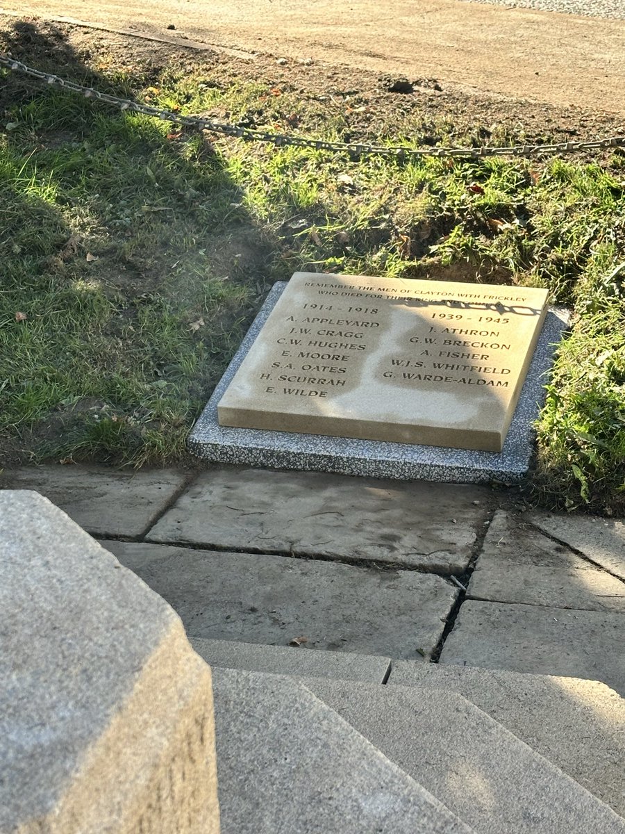 VCTrust's tweet photo. Earlier this year we cleaned the Clayton memorial and advised on how to ensure the names on were best maintained.

Today we placed a plaque next to the memorial bearing the names of those who gave their lives in two world wars to maintain the integrity of the original engraving. https://t.co/mBdKYbqnGC