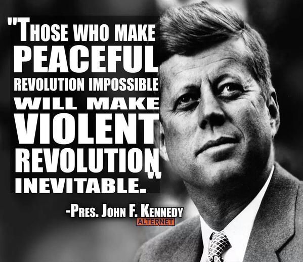 DMashak's tweet photo. THOSE WHO MAKE PEACEFUL REVOLUTION IMPOSSIBLE, MAKE VIOLENT REVOLUTION INEVITABLE - Liberal Constitutionalist Democrat President, JOHN F KENNEDY
If you want the best chance at avoiding violent revolution, get out and vote.
FURTHER, DON'T BLINDLY FOLLOW THE CROWD, THINK FOR YOURSELF. 
THE CRAP MAINSTREAM MEDIA, BIG TECH AND THE POLITICAL ESTABLISHMENT SPEWS IS ALL JUST A PSYOPS OPERATION TO DISTRACT AND MANIPULATE YOU.
FOCUS ON EXISTENTIAL ISSUES, NOT EMOTION PROVOKING ISSUES.
READ HERE WHAT THE END GOALS OF PROGRESSIVE GLOBALISM ARE, AND ASK YOUR SELF, ARE THE PETTY ISSUES THEY ARE DUPING YOU WITH MORE IMPORTANT THAN DEFEATING THE EVIL AGENDA OF THE RICH, PROGRESSIVE GLOBALIST ELITE PATRIARCHY? https://t.co/2O2BlPxkot.
YOU DECIDE AND THEN YOU VOTE ACCORDINGLY.
AS FOR ME, I WOULDN'T VOTE FOR ANY DINOs, RINOs, or PROGGLOBS.