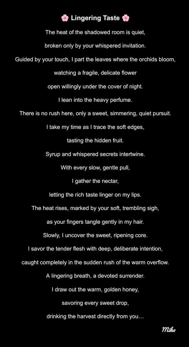 MikatheTrainer's tweet photo. A bit of a sexy poem~❤️ 
So you guys don't think I only write about depression :3🖤 https://t.co/MjxafzKxeJ