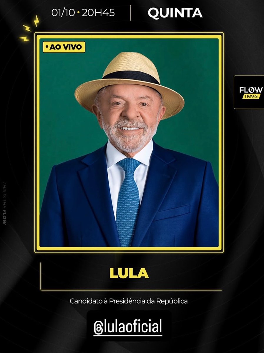 poponze's tweet photo. Lula concederá entrevista ao Flow Podcast durante o debate da TV Globo. https://t.co/U7z7P6aNG7
