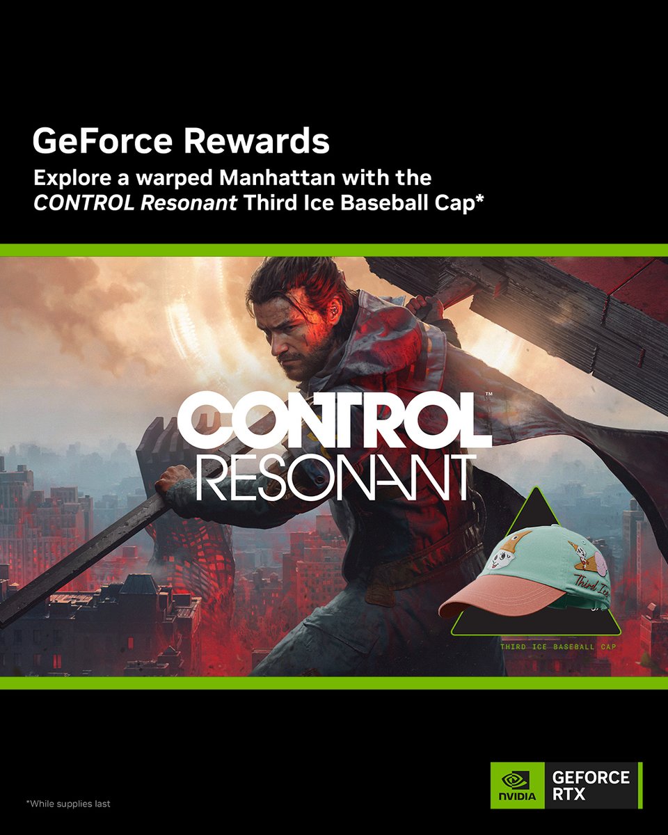NVIDIAGeForceDE's tweet photo. Neuer GeForce Reward jetzt verfügbar.

Sichert euch die CONTROL Resonant Third Ice Baseball Cap über die NVIDIA App. https://t.co/tol75CG6as