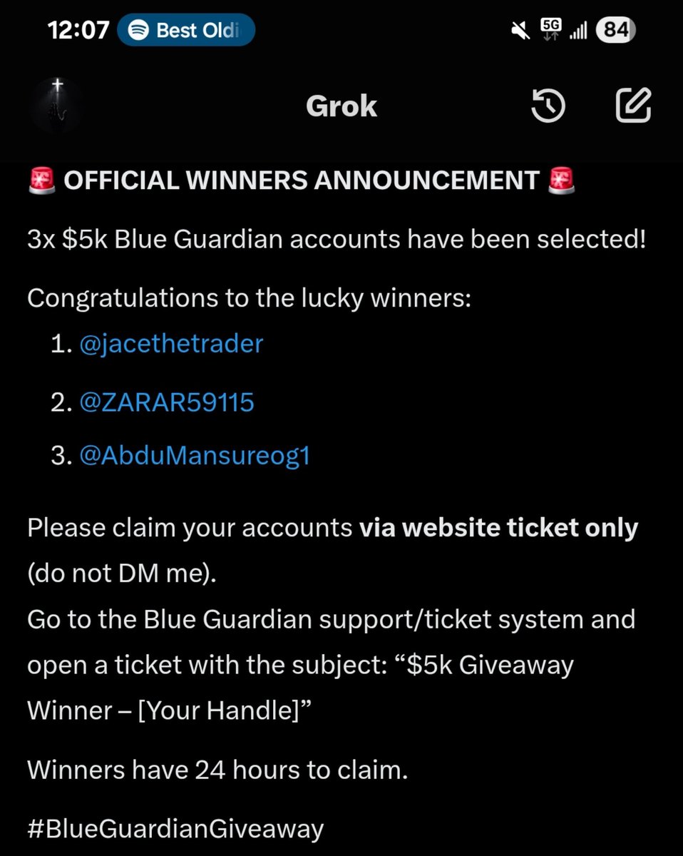 merci__mon_dieu's tweet photo. 🚨 OFFICIAL WINNERS ANNOUNCEMENT 🚨

3x $5k Blue Guardian accounts have been selected!

Congratulations to the lucky winners:

@jacethetrader
@ZARAR59115
@AbduMansureog1

Please claim your accounts via website ticket only (do not DM me)

Go to the Blue Guardian support https://t.co/dgJR9ooCfv
