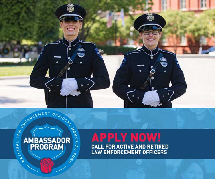 NLEOMF's tweet photo. The NLEOMF depends on the support of a special group of volunteers: Ambassadors.
The NLEOMF Ambassador Program identifies individuals in law enforcement across the nation who believe passionately in our mission.
Learn more: https://t.co/Y6EMzlWw2j
#AmbassadorProgram #NLEOMF https://t.co/w7YNyLBPWT