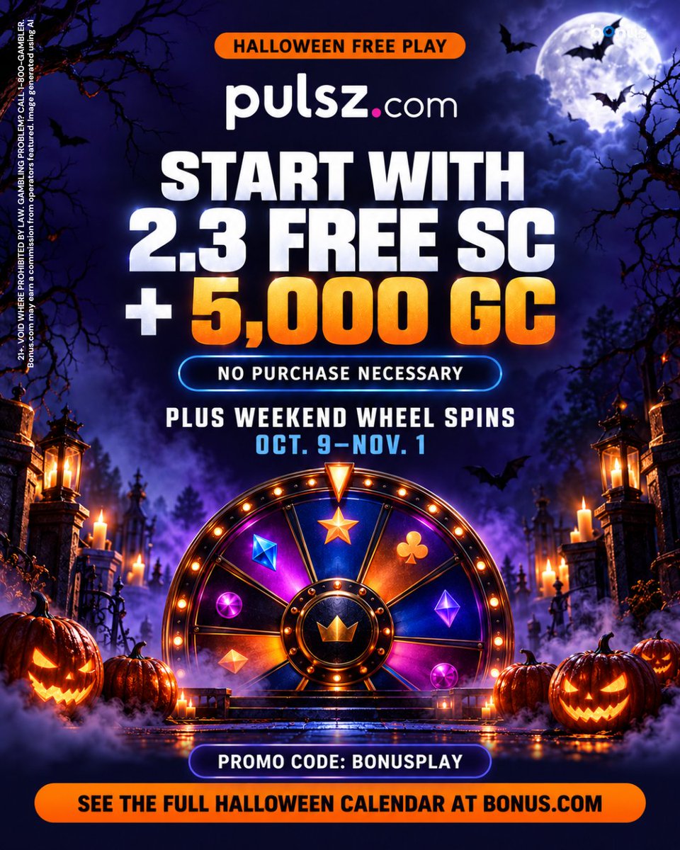 BonusUpdate's tweet photo. Free Halloween play is coming to @pulszdotcom 🎃
See the full calendar:
https://t.co/XRtLCh042Z

__
No purchase necessary. T&amp;Cs apply. Eligible states only. https://t.co/pFkwoMSsK2