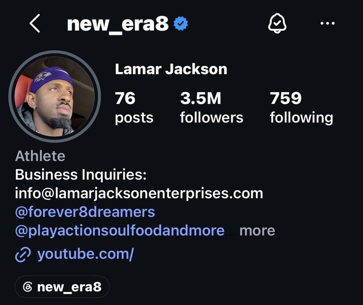 Jackson_Muse's tweet photo. Lamar Jackson’s new PFP on IG 😭 https://t.co/N1DboyYAuA