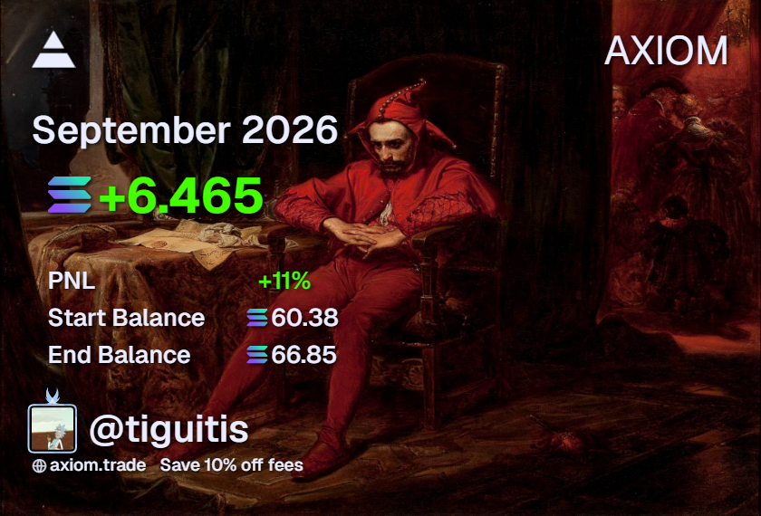 TiguitisSol's tweet photo. Worst month of my life (in memecoins obv). I apparently forgot to trade. Down $1.1k in 10 days. We run it up again in October. https://t.co/g6ldaLK2tb
