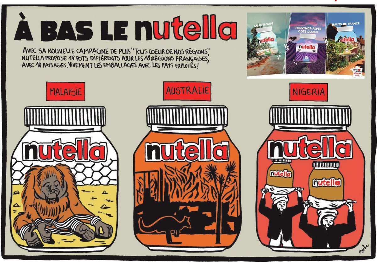 PalmOilDetect's tweet photo. DYK that #Nutella by #Ferrero contains forest-destroying #palmoil? Help #animals and #indigenous peoples by going #palmoilfree with your nut butters and cooking oil. Resist and #Boycottpalmoil #Boycott4Wildlife 🌴🔥🫢⛔️ learn more palmoildetect ➡️ https://t.co/vJtuz0pGtj https://t.co/BHoupycKxP