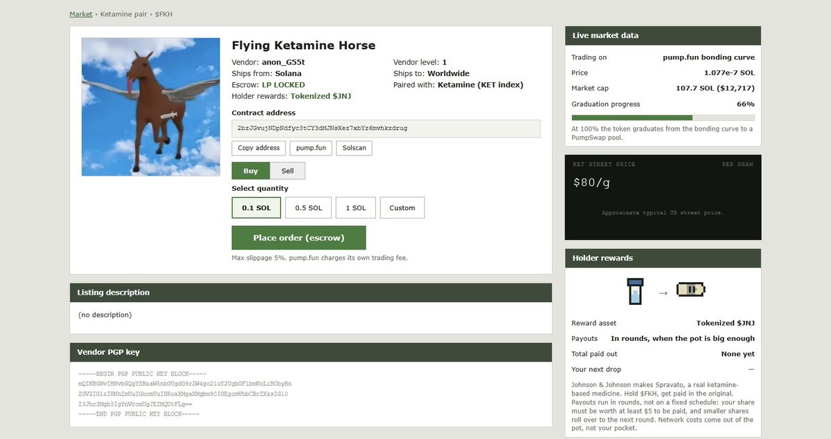 drug_dot_fun's tweet photo. Flying Ketamine Horse is flying!

Will this be the first bonded coin on https://t.co/sTI1pMF0P0 ?

Airdropping ketamine via tokenized stock. https://t.co/CvaO7KO6ft