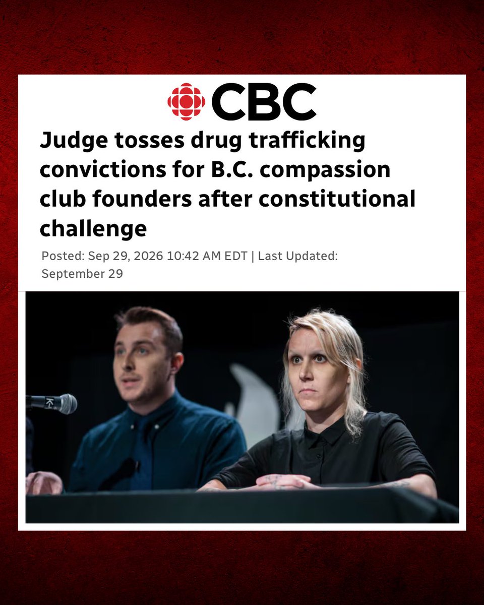 RachaelThomasAB's tweet photo. 🚨Unbelievable! 

A B.C. court just threw out the convictions of two drug dealers who admitted to selling cocaine, heroin, and meth, calling part of Canada's drug laws unconstitutional.

Handing out drugs to people struggling with addiction isn't compassion. What they actually need is treatment and recovery, and we have to keep public safety front and center.

Canadians deserve laws that save lives, keep our neighborhoods safe, and hold drug traffickers accountable.